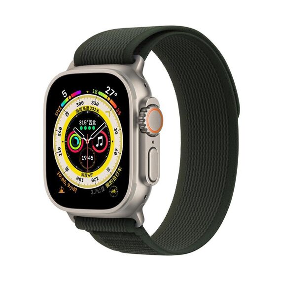 Per Apple Watch 46mm / 49mm / 45mm / 44mm Kalebol Wild Track Loop Nylon Watch Band (verde militare)