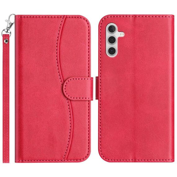 Per Samsung Galaxy S23 FE 5G Custodia in pelle a forma di S con doppia piegatura (rosso rosa)