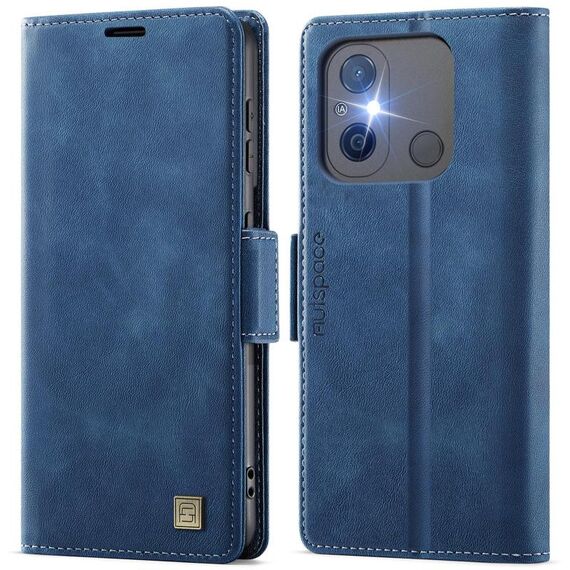 Per Redmi 11A / 12C AutSpace A11 Custodia in pelle con fibbia laterale MagSafe magnetica RFID per telefono (blu)