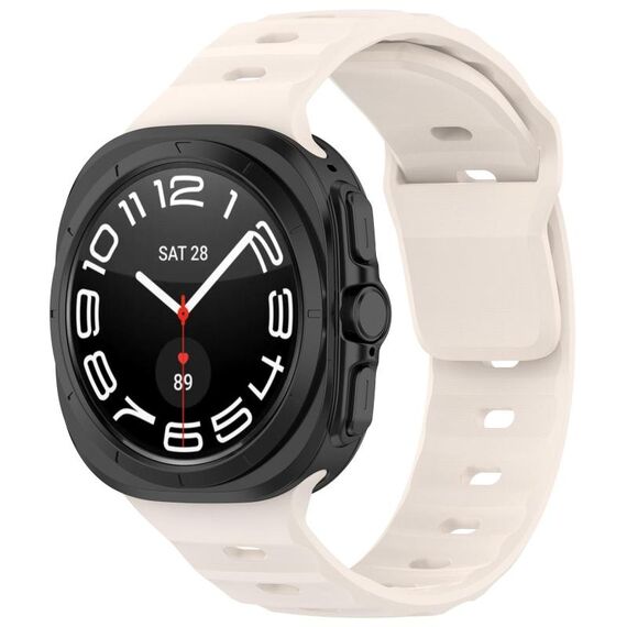 Per Samsung Galaxy Watch Ultra 47mm Kalebol Square Buckle Cinturino in silicone (Starlight)