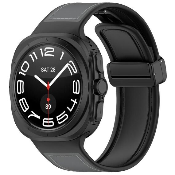 Per Samsung Galaxy Watch Ultra 47mm Kalebol Composite Silicone Folding Magnetic Buckle Watch Band (Grigio)