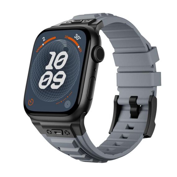 Per Apple Watch 46mm / 49mm / 45mm / 44mm Kalebol High Stretch Silicone Armor Watch Band (Nero Grigio)