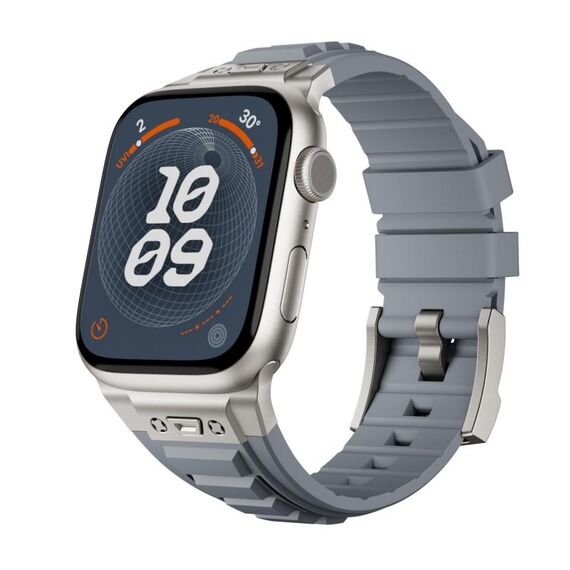 Per Apple Watch 46mm / 49mm / 45mm / 44mm Kalebol High Stretch Silicone Armor Watch Band (grigio titanio)
