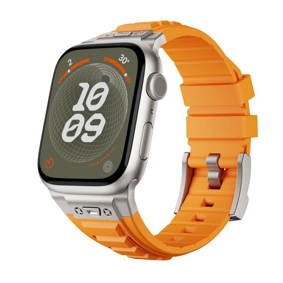 Per Apple Watch 46mm / 49mm / 45mm / 44mm Kalebol High Stretch Silicone Armor Watch Band (titanio arancione)