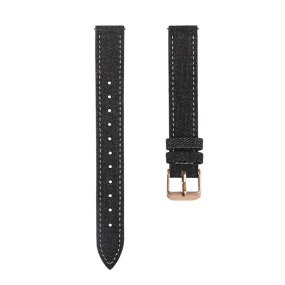 Per Garmin Lily 2 14mm Kalebol cinturino in pelle di lino (nero)