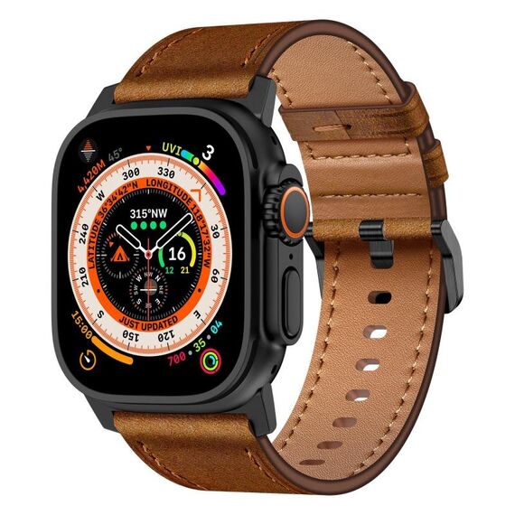 Per Apple Watch 46mm / 49mm / 45mm / 44mm Kalebol Cinturino in Vera Pelle (Nero Rosso Marrone)