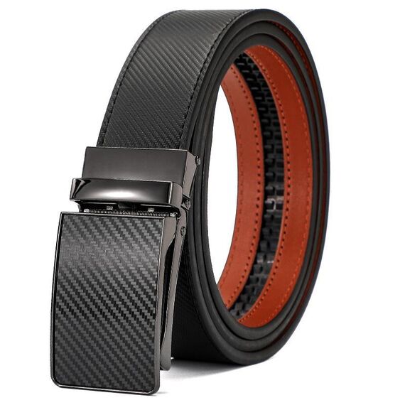 Cintura da uomo in pelle con fibbia automatica Dandali, lunghezza: 110 cm (nero)