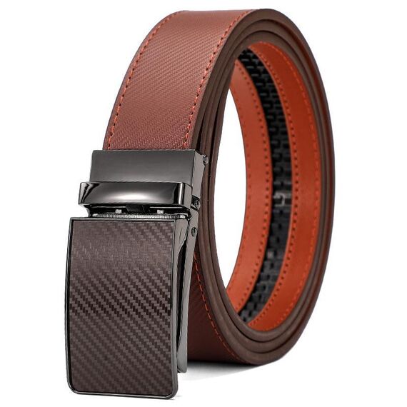 Cintura da uomo in pelle con fibbia automatica Dandali, lunghezza: 115 cm (marrone)