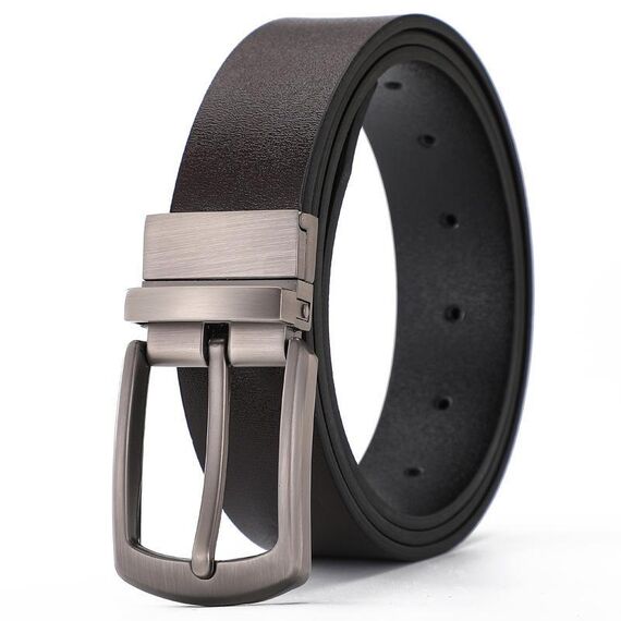 Cintura da uomo in pelle con fibbia girevole Dandali, cintura per il tempo libero, lunghezza: 130 cm (marrone)