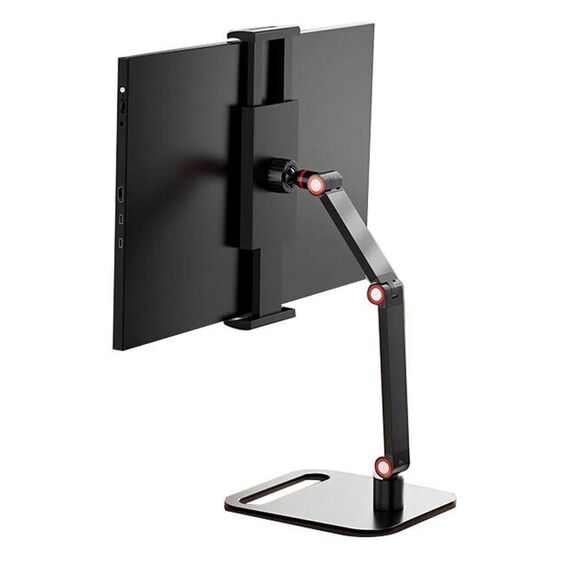 Supporto da tavolo per monitor tablet telefono a 3 sessioni, altezza e angolazione regolabili, staffa per schermo fino a 17,3 pollici