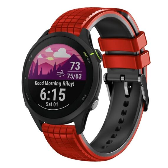 Per cinturino Garmin Forerunner 255 22mm Mesh in silicone bicolore (nero rosso)