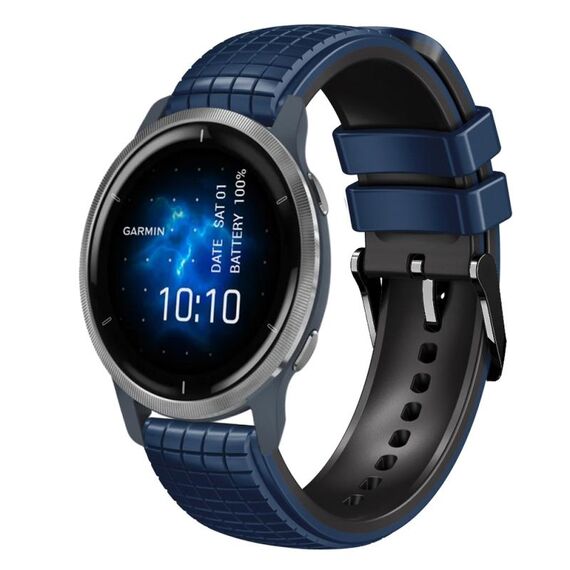 Per cinturino Garmin Venu 2 22mm Mesh in silicone bicolore (blu scuro nero)