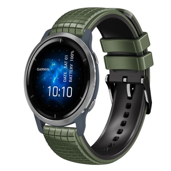 Per cinturino Garmin Venu 2 22mm Mesh in silicone bicolore (grigio nero)
