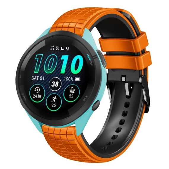 Per Garmin Forerunner265 Music 22mm Mesh cinturino in silicone a due colori (verde militare nero)