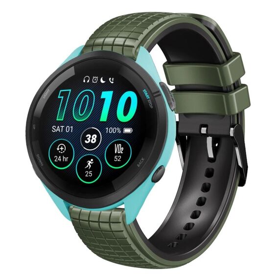 Per Garmin Forerunner265 Music 22mm Mesh cinturino in silicone a due colori (grigio nero)