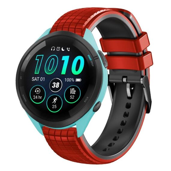 Per Garmin Forerunner265 Music 22mm Mesh cinturino in silicone a due colori (nero rosso)