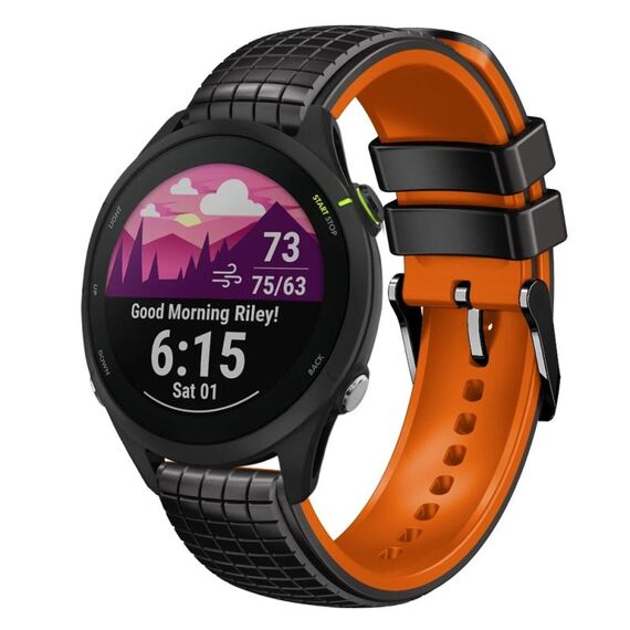 Per Garmin Forerunner 255 Music 22mm Mesh cinturino in silicone a due colori (arancione nero)