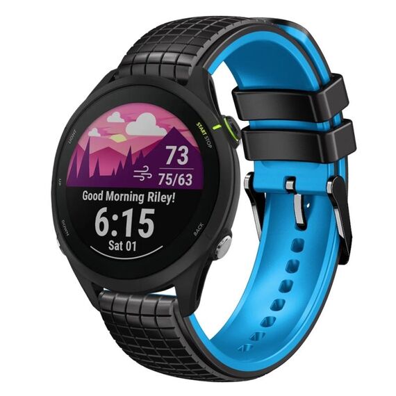 Per Garmin Forerunner 255 Music 22mm Mesh cinturino in silicone a due colori (nero lime)
