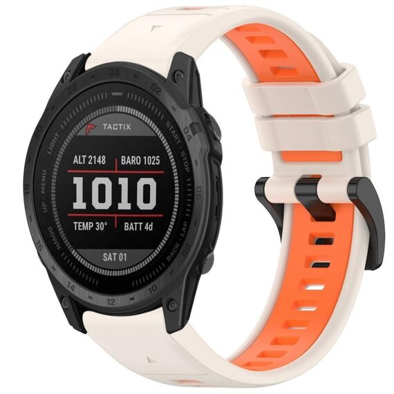 Per Garmin Tactix 7 Sports cinturino in silicone a sgancio rapido bicolore (Starlight + arancione)