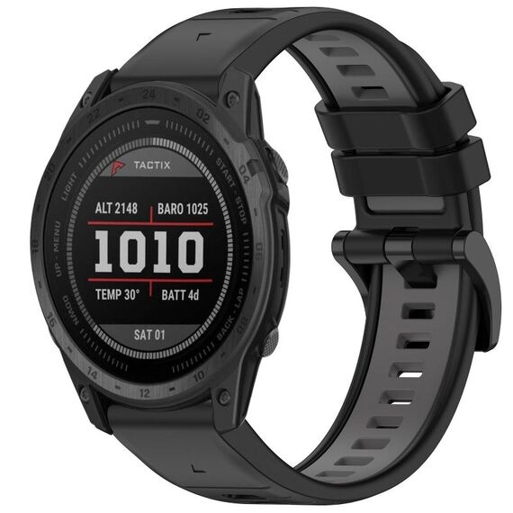 Per Garmin Tactix 7 Sports cinturino in silicone a sgancio rapido bicolore (nero + grigio)