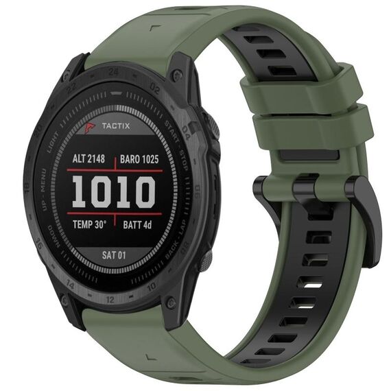Per Garmin Tactix 7 Sports cinturino in silicone a sgancio rapido bicolore (verde oliva + nero)