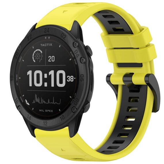 Per Garmin Tactix Delta Sports cinturino in silicone a sgancio rapido bicolore (giallo + nero)