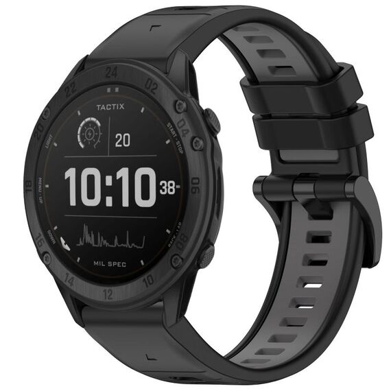 Per Garmin Tactix Delta Sports cinturino in silicone a sgancio rapido bicolore (nero + grigio)