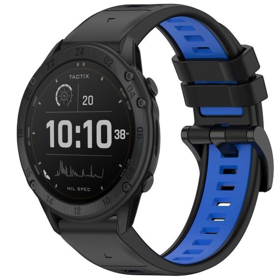 Per Garmin Tactix Delta Sports cinturino in silicone a sgancio rapido bicolore (nero + blu)