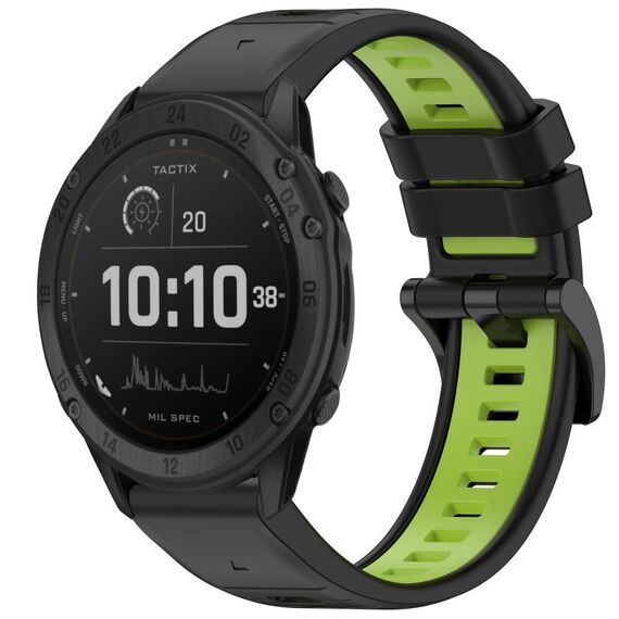 Per Garmin Tactix Delta Sports cinturino in silicone a sgancio rapido bicolore (nero + verde)