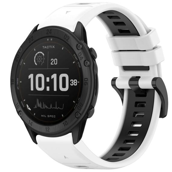 Per Garmin Tactix Delta Sports cinturino in silicone a sgancio rapido bicolore (bianco + nero)