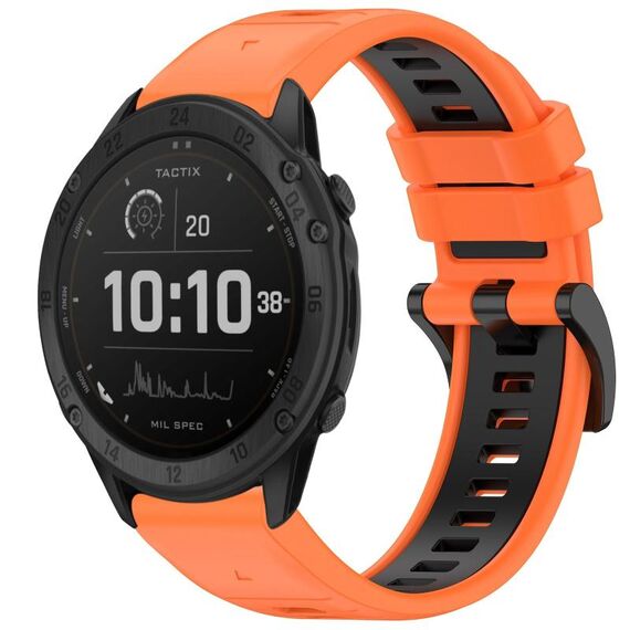 Per Garmin Tactix Delta Sports cinturino in silicone a sgancio rapido bicolore (arancione + nero)