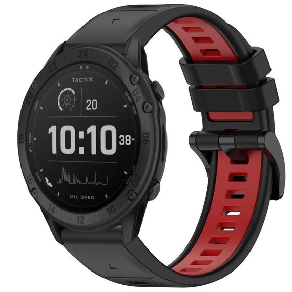 Per Garmin Tactix Delta Sports cinturino in silicone a sgancio rapido bicolore (nero + rosso)