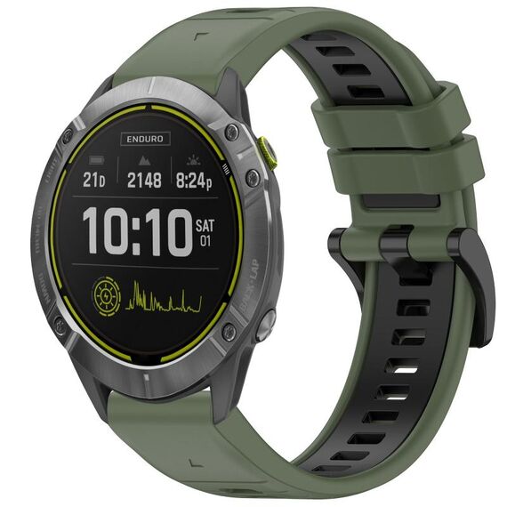 Per Garmin Enduro Sports cinturino in silicone a sgancio rapido bicolore (verde oliva + nero)