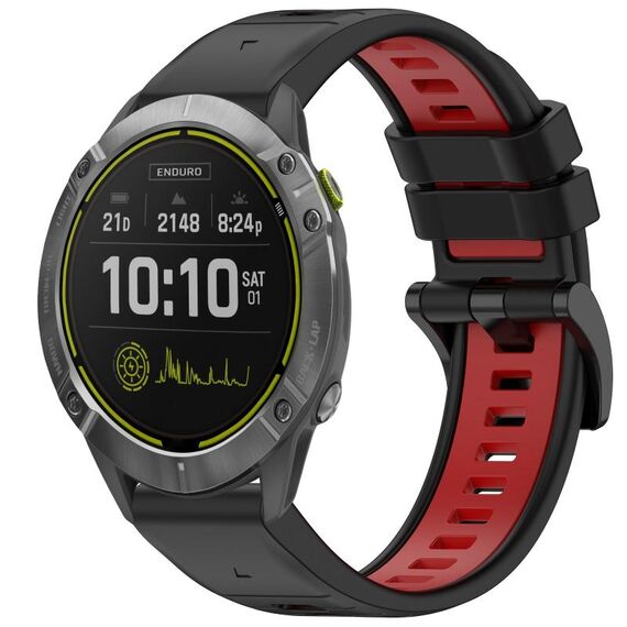 Per Garmin Enduro Sports cinturino in silicone a sgancio rapido bicolore (nero + rosso)