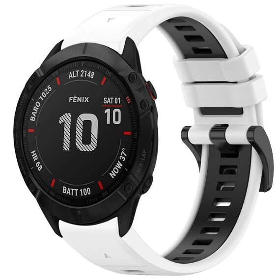 Per Garmin Fenix 6X GPS Sports Cinturino in silicone a sgancio rapido bicolore (bianco + nero)