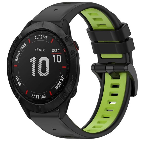 Per Garmin Fenix 6X Pro Sports cinturino in silicone a sgancio rapido bicolore (nero + verde)