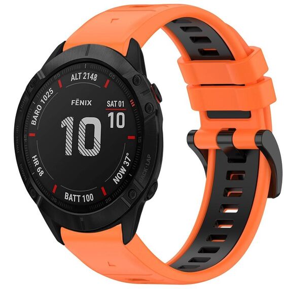 Per Garmin Fenix 6X Pro Sports cinturino in silicone a sgancio rapido bicolore (arancione + nero)