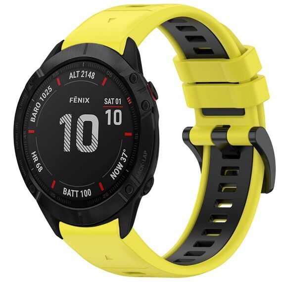 Per Garmin Fenix 6X Sapphire GPS Cinturino sportivo in silicone bicolore a sgancio rapido (giallo + nero)