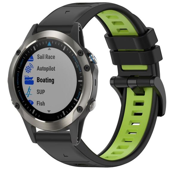 Per Garmin Fenix 5X Sapphire / GPS / Plus Cinturino sportivo in silicone a sgancio rapido bicolore (nero + verde)