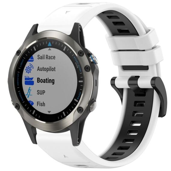 Per Garmin Fenix 5X Sapphire / GPS / Plus Cinturino sportivo in silicone a sgancio rapido bicolore (bianco + nero)