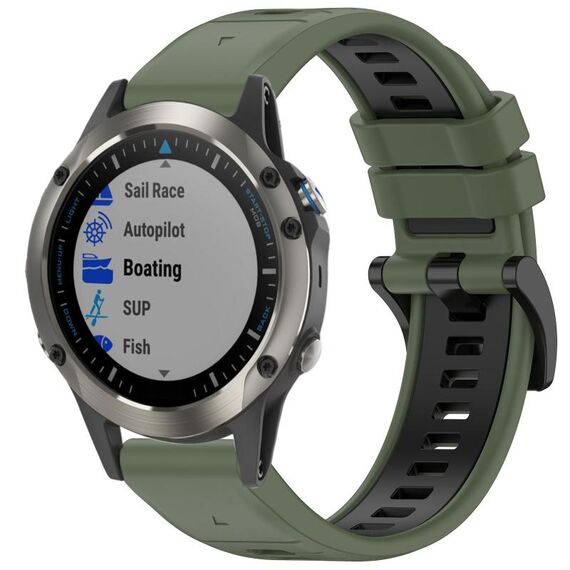 Per Garmin Fenix 5X Sapphire / GPS / Plus Cinturino sportivo in silicone a sgancio rapido bicolore (verde oliva + nero)