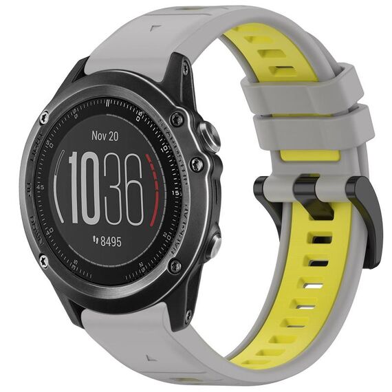 Per Garmin Fenix 3 / Fenix 3 HR / Sapphire Sports Cinturino in silicone a sgancio rapido bicolore (grigio + giallo)
