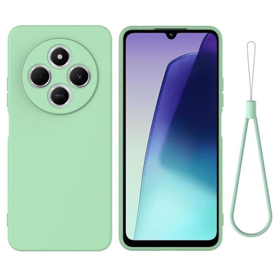 Custodia per telefono Xiaomi Poco M7 5G in silicone liquido a tinta unita anti-caduta con copertura totale (verde)