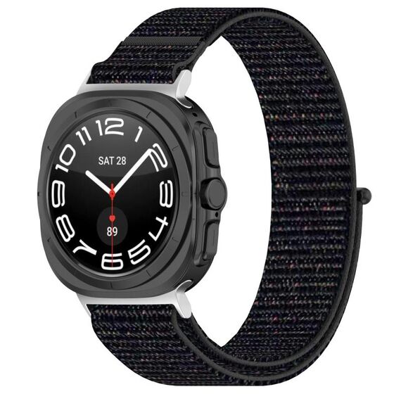 Per Samsung Galaxy Watch Ultra 47mm Kalebol Hook and Loop Fastener Cinturino per orologio in nylon intrecciato (nero ufficiale)