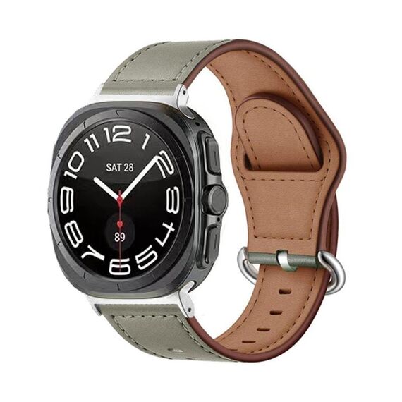 Per Samsung Galaxy Watch Ultra 47mm Kalebol Cinturino in Vera Pelle (Grigio Chiaro)