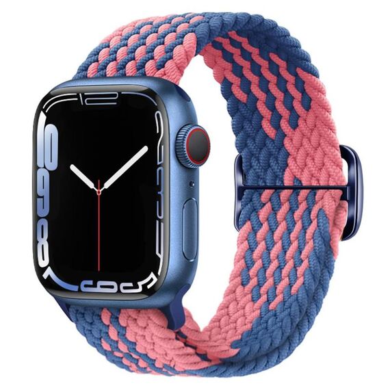 Per Apple Watch 42mm / 41mm / 40mm / 38mm Kalebol Eight Buckle Nylon Braided Watch Band (Blu Rosa)