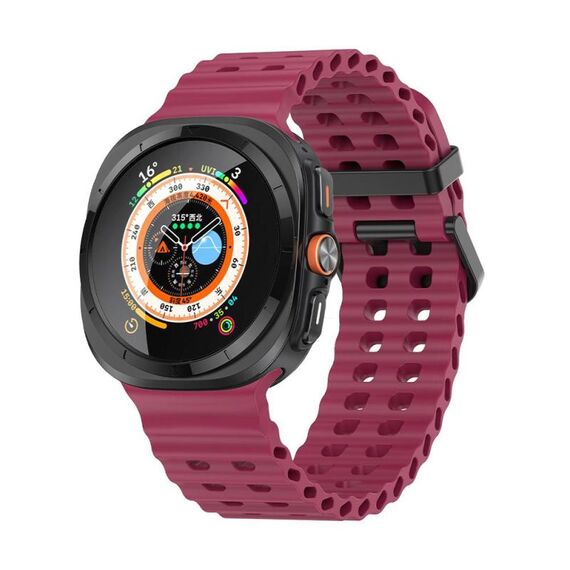 Per Samsung Galaxy Watch Ultra 47mm Kalebol Cinturino in silicone traspirante poroso (rosso vino)