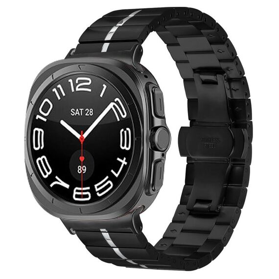 Per Samsung Galaxy Watch Ultra 47mm Kalebol One-bead Cinturino in acciaio inossidabile (nero argento)
