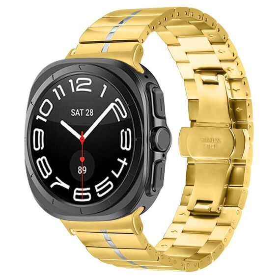 Per Samsung Galaxy Watch Ultra 47mm Kalebol One-bead Cinturino in acciaio inossidabile (oro argento)