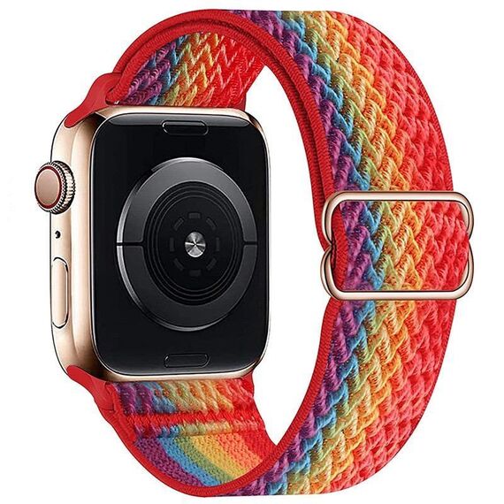 Per Apple Watch 46mm / 49mm / 45mm / 44mm Kalebol Eight Buckle Wavy Braided Nylon Watch Band (arcobaleno)